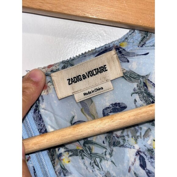 Zadig & Voltaire Blue Long Floral Print Maxi Dress Womens size Small - Picture 6 of 10